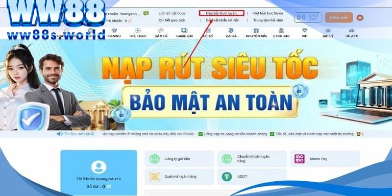 Một vài lưu ý khi thực hiện nạp tiền WW88